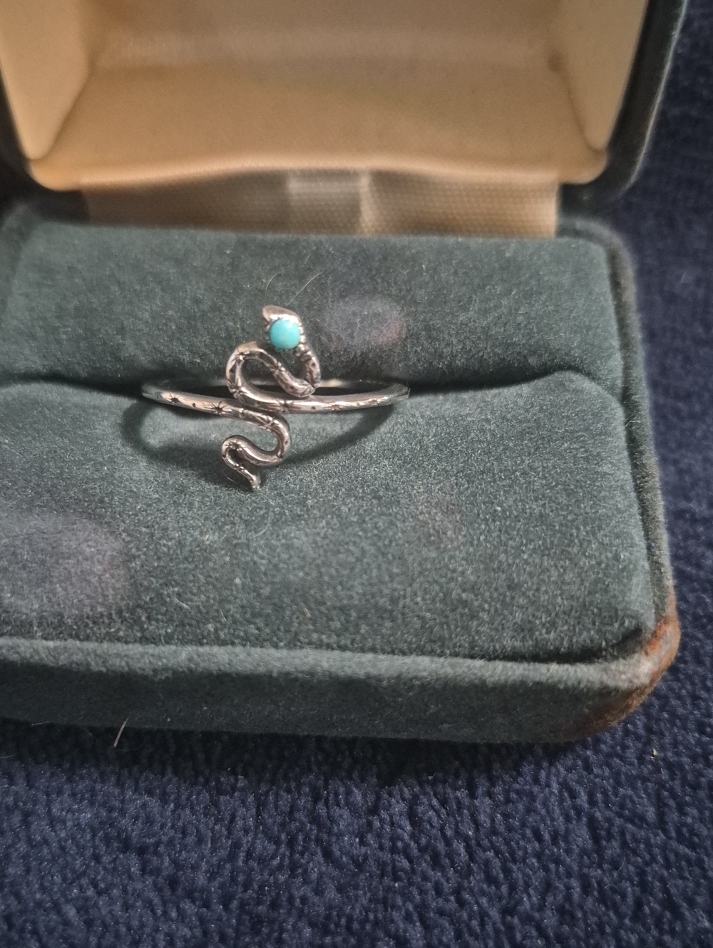 Sterling Silver Turquoise Snake Dainty Ring Sz 4 Or Sz 8. Dainty